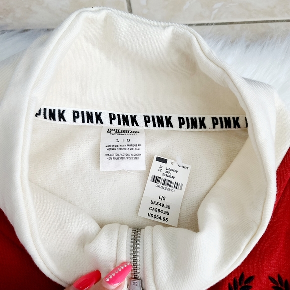 NWT PINK Boyfriend Half Zip Pullover L - Picture 4 of 4